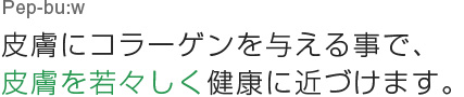 Pep-bu:w 皮膚にコラーゲンを与える事で、皮膚を若々しく健康に近づけます。