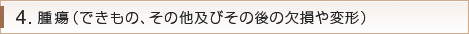 腫瘍（できもの、その他及びその後の欠損や変形）