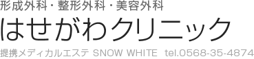 形成外科・整形外科・美容外科 はせがわクリニック 提携メディカルエステ SNOW WTHIE  tel.0568-35-4874